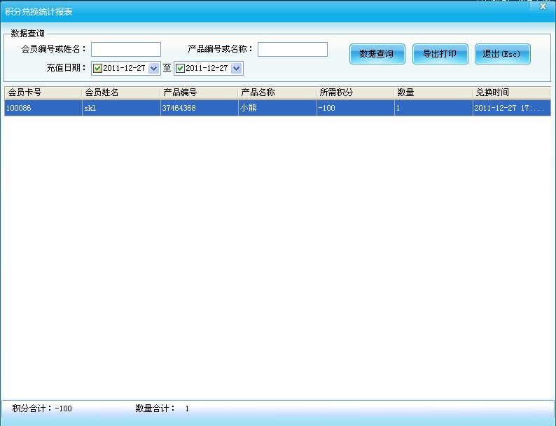 禮品兌換統(tǒng)計